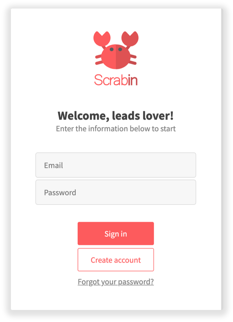 Click on the crab icon and start using Scrab.in